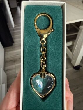 Swarovski Gold Keychain with Clear Heart Crystal